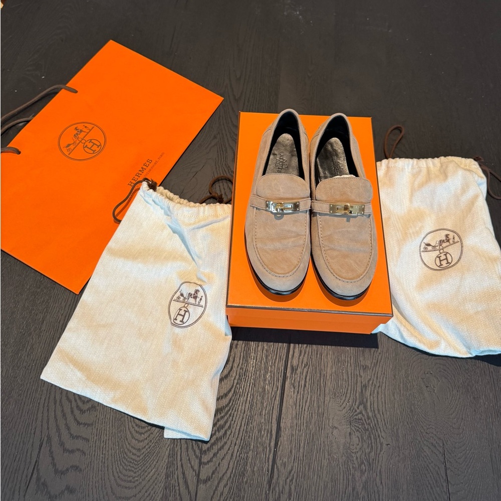 Hermes Destin Loafer Beige Lin USED - Picture 2 of 10